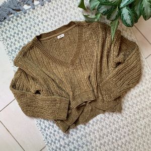 🍁🌾 Harvest Gold Cropped Chenille Sweater